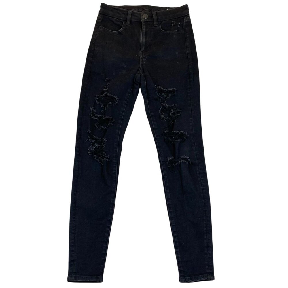 American Eagle Women's Jeans Size 2 Short Next Level Stretch Black Skinny